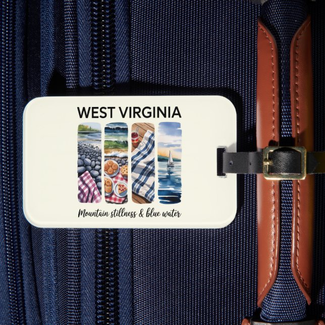West Virginia – Mountain Stillness & Blue Water  Luggage Tag (Front Insitu 4)