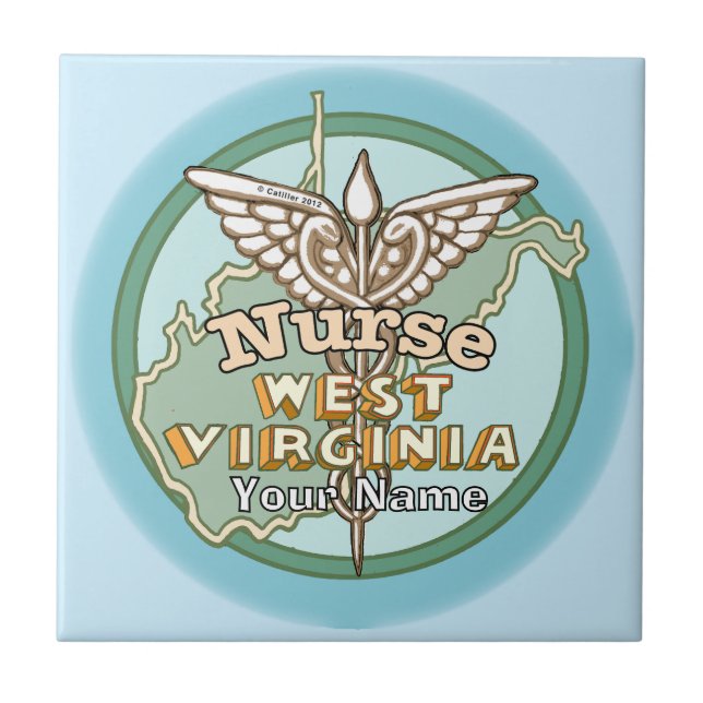 West Virginia Nurse Caduceus Tile (Front)