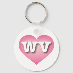 West Virginia Pink Fade Heart - I love WV Keychain