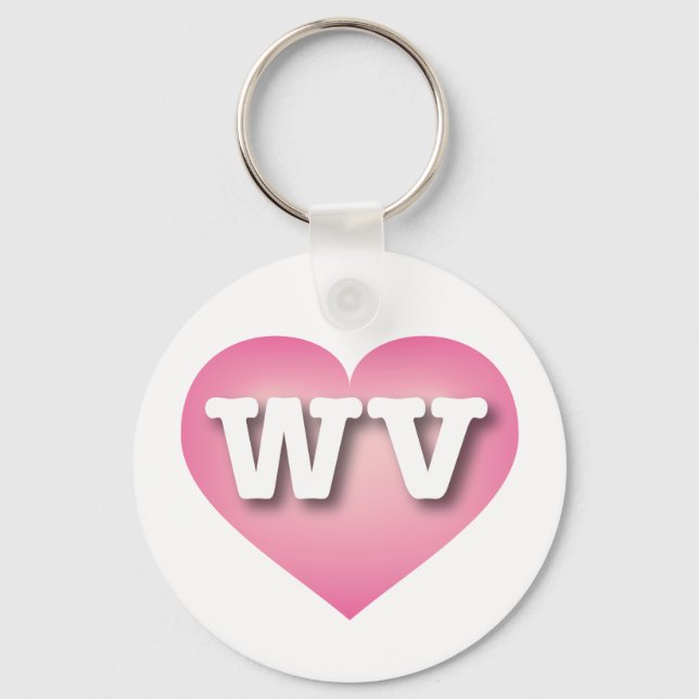 West Virginia Pink Fade Heart - I love WV Keychain (Front)