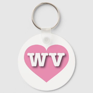 West Virginia Pink Heart - I love WV Keychain
