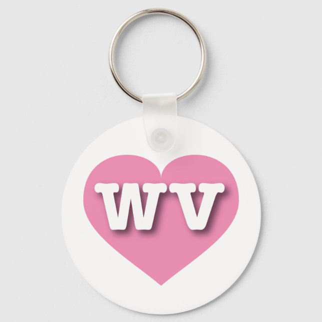 West Virginia Pink Heart - I love WV Keychain (Front)