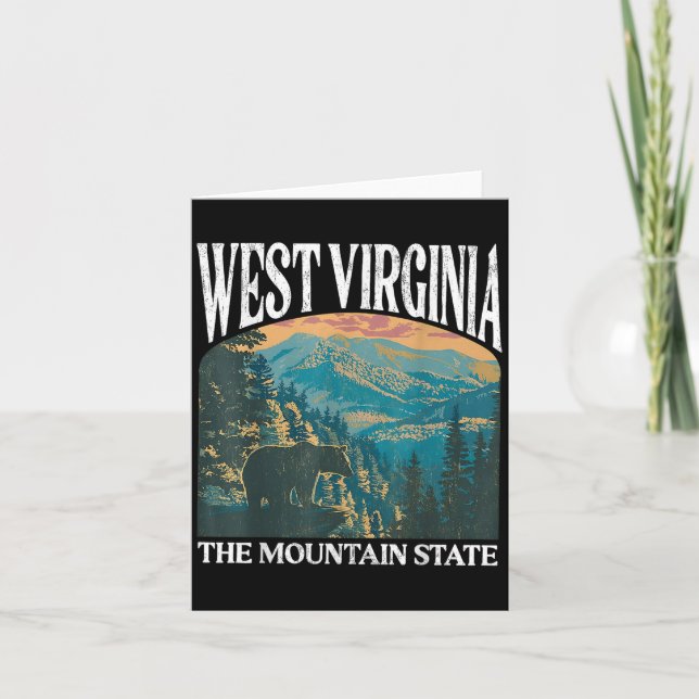West Virginia Retro Bear Mountain Graphic  Card (Front)
