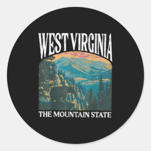 West Virginia Retro Bear Mountain Graphic Classic Round Sticker