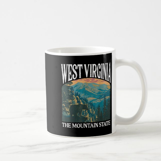 West Virginia Retro Bear Mountain Graphic  Coffee Mug (Right)