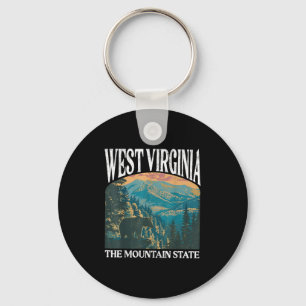 West Virginia Retro Bear Mountain Graphic  Keychain
