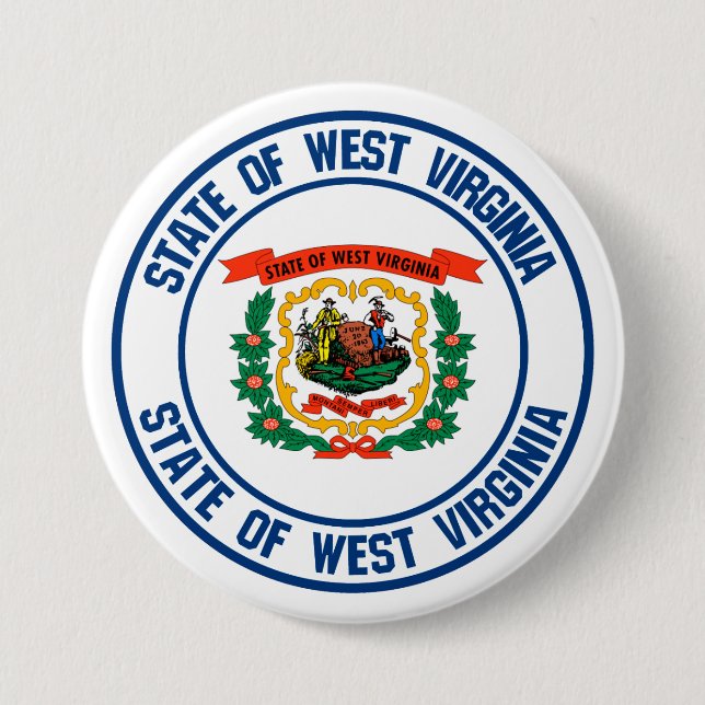 West Virginia Round Emblem 3 Inch Round Button (Front)