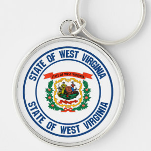 West Virginia Round Emblem Keychain