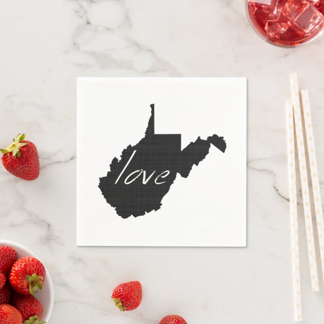 West Virginia Shaped Chalkboard Virginian Love Napkin (Insitu)
