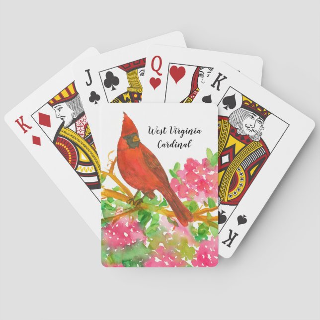 West Virginia Souvenir Bird Cardinal Flowers Playing Cards (Back)