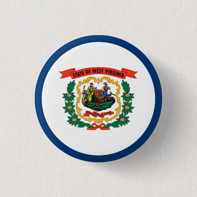 West Virginia State Flag 1 Inch Round Button (Front)