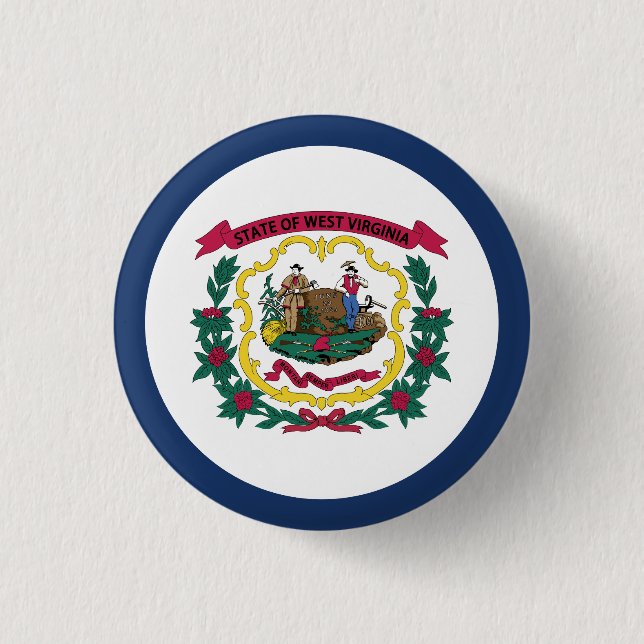 West Virginia State Flag 1 Inch Round Button (Front)