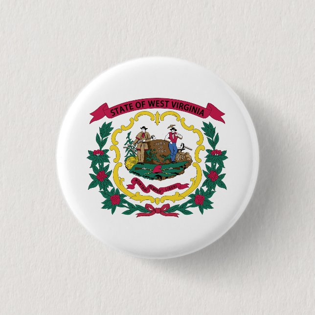 West Virginia State Flag 1 Inch Round Button (Front)