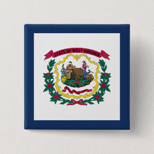 West Virginia State Flag 2 Inch Square Button