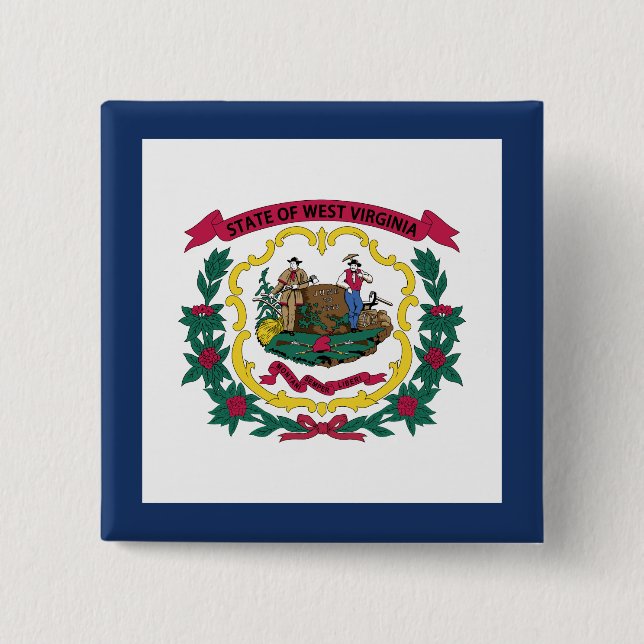 West Virginia State Flag 2 Inch Square Button (Front)