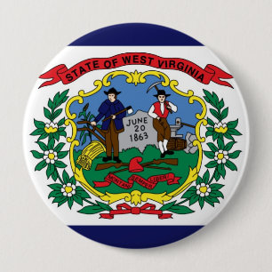 West Virginia State Flag 4 Inch Round Button