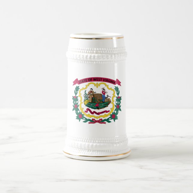 West Virginia State Flag Beer Stein (Center)