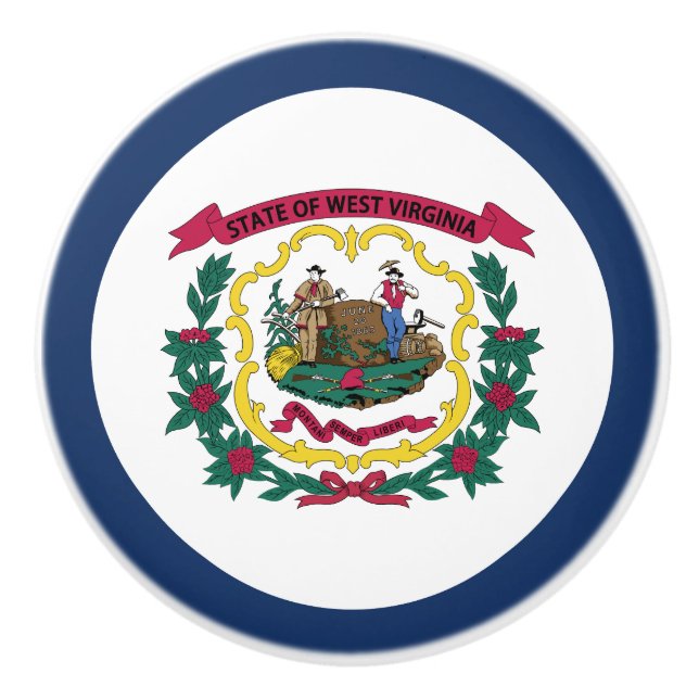 West Virginia State Flag Ceramic Knob (Front)