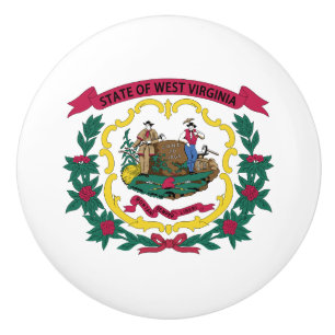 West Virginia State Flag Ceramic Knob