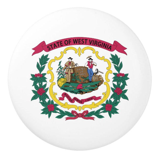 West Virginia State Flag Ceramic Knob (Front)