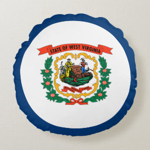 West Virginia State Flag Round Pillow