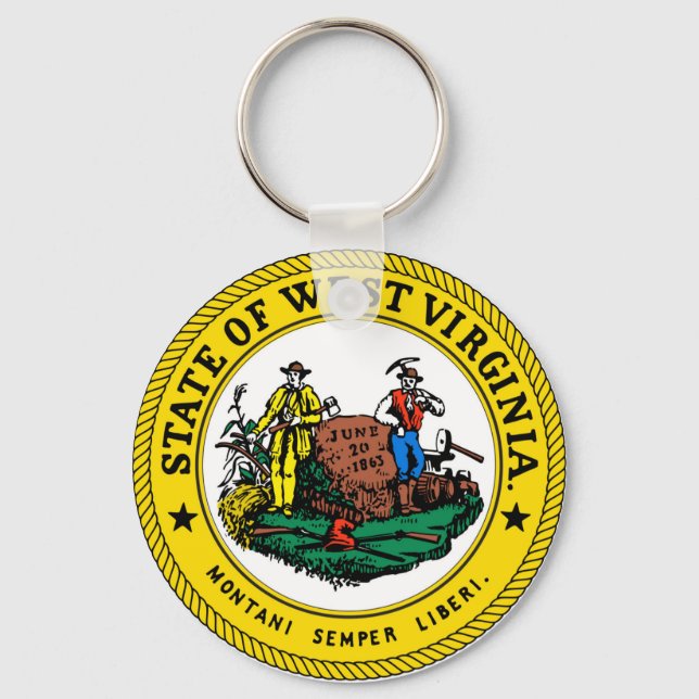 West Virginia state flag seal united america count Keychain (Front)