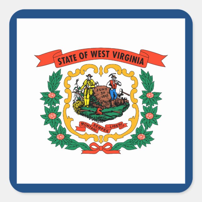 West Virginia State Flag Square Sticker (Front)