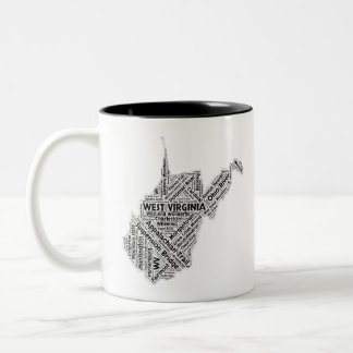 West Virginia State Word Cloud Two-Tone Coffee Mug