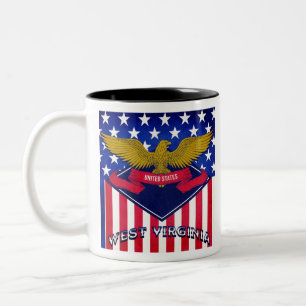 West Virginia USA Flag Two-Tone Coffee Mug