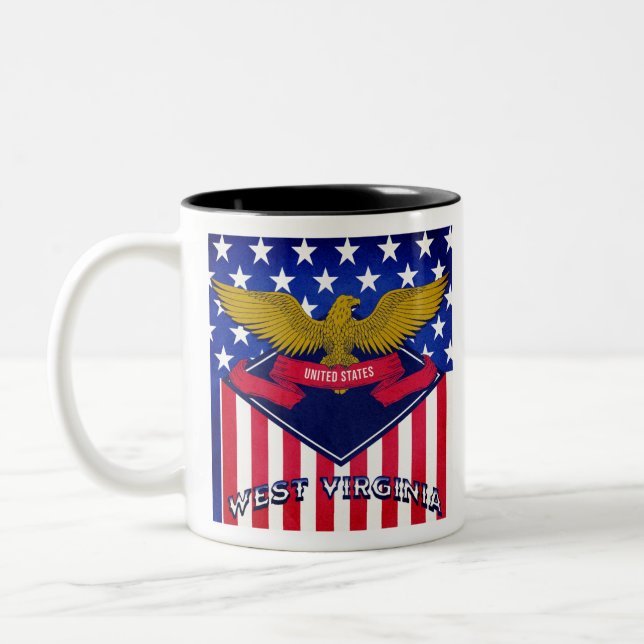 West Virginia USA Flag Two-Tone Coffee Mug (Left)