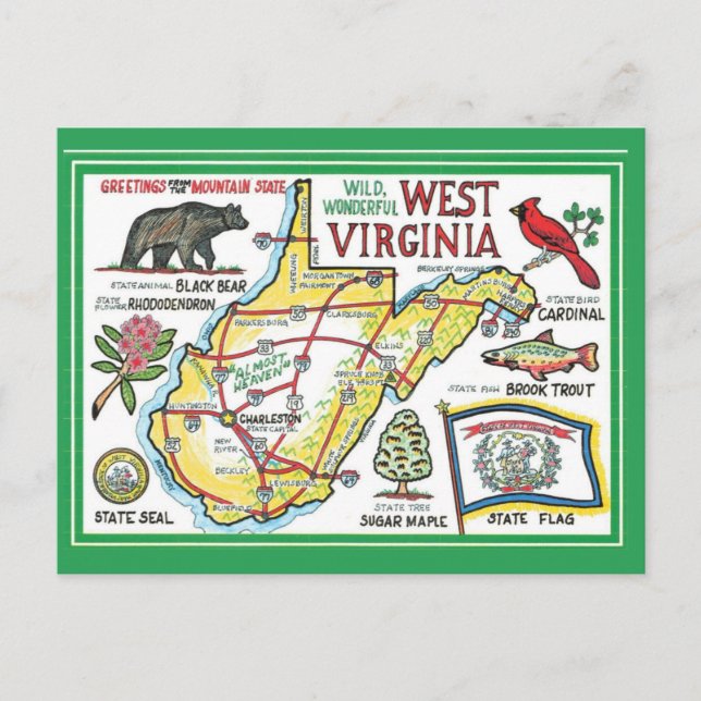 West Virginia Vintage Postcard (Front)