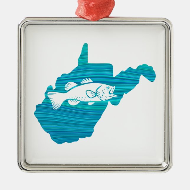 West Virginia Wave Fishing Metal Ornament (Front)