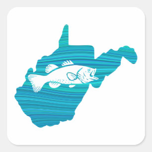 West Virginia Wave Fishing Square Sticker