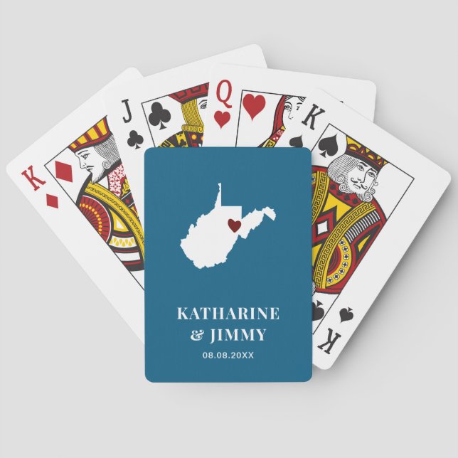 West Virginia Wedding Favour Deck of Cards, Map Playing Cards (Back)