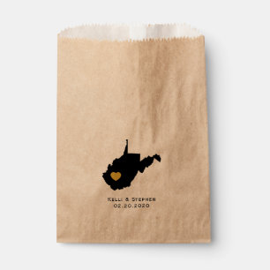 West Virginia Wedding Favour Treat Sacks, Gift Bag