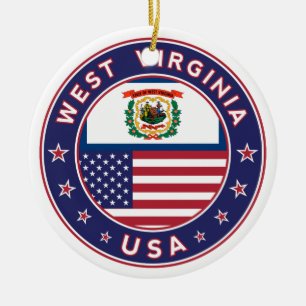 West Virginia, West Virginia sticker, phone case Ceramic Ornament