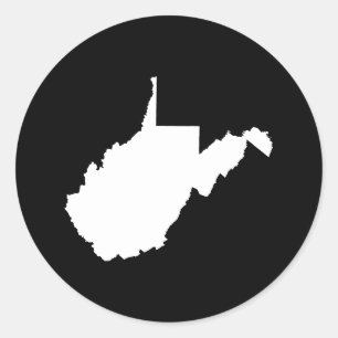 West Virginia White and Black Classic Round Sticker