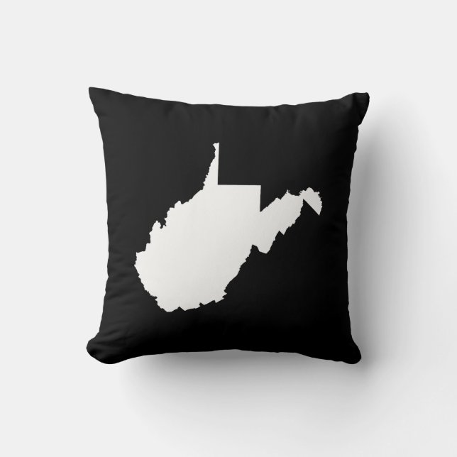 West Virginia White and Black Throw Pillow (Front)