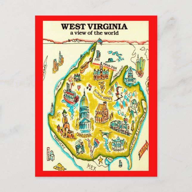  West Virginia World View Postcard (Front)