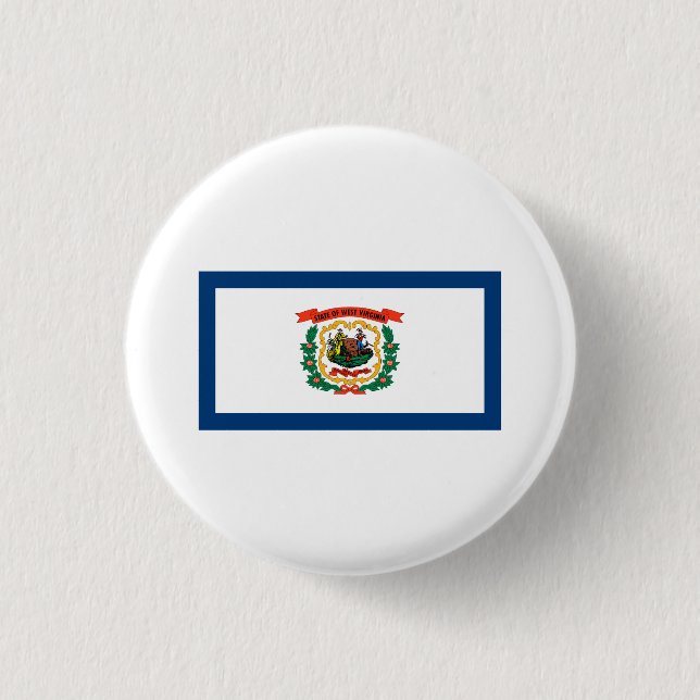 West Virginian Flag, Flag of West Virginia 1 Inch Round Button (Front)