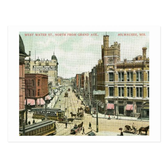West Water St., Milwaukee, Wisconsin 1908 Vintage Postcard