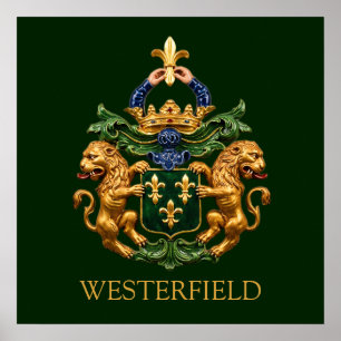 Westerfield Dutch Family Coat Of Arms.  Poster