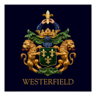Westerfield Dutch Family Coat Of Arms.  Poster