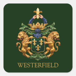 Westerfield Dutch Family Coat Of Arms.  Square Sticker
