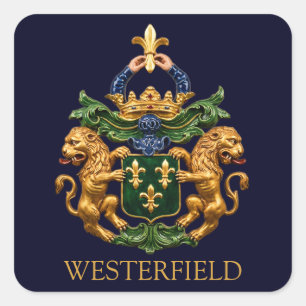 Westerfield Dutch Family Coat Of Arms. Square Sticker
