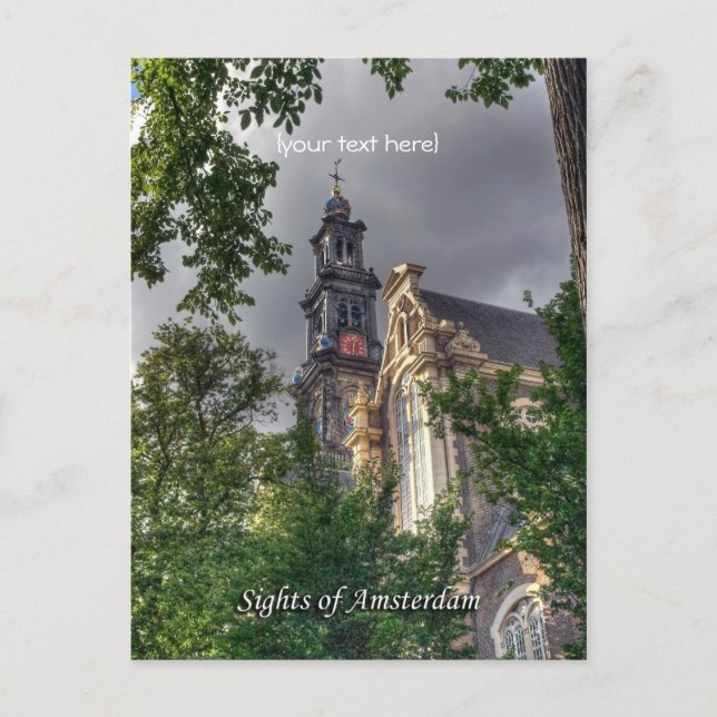 Westerkerk, Amsterdam Church, Sights of Amsterdam Postcard (Front)