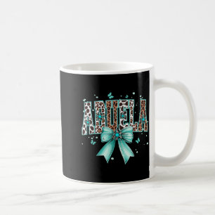 Western abuela bow cow teal turquoise feathers coffee mug