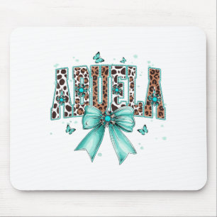 Western abuela bow cow teal turquoise feathers mouse pad