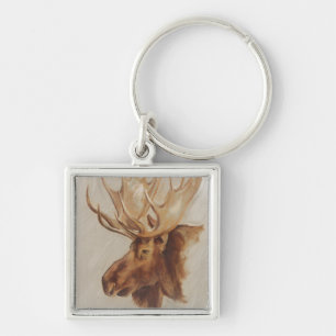 Western American Animal Study   Moose Portrait Keychain