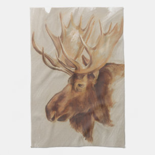 Western American Animal Study Moose Portrait Kitchen Towel